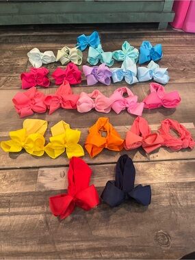 Baby Toddler Summer Bow Headband Bundle 2-3” Bright Color Hair Bows